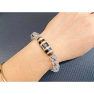 Rutilated quartz bracelet mixed with Tibetan dzi beads Earth - Heaven
