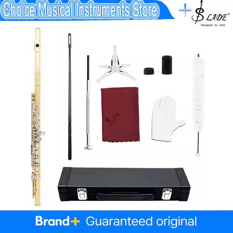 16 Closed Holes Flute C Key Gold Flute Concert Performance Flute Professional Woodwind Instruments T