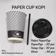 Paper Cup + Lid + Straw 9 oz Paper Cup