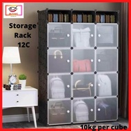 PLAIN Book Bag Handbag Toy Rack 12C With Storage Almari DIY Multipurpose Cube Cabinet Wardrobe Bag O