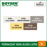 Bathrooms❈☇✲Boysen Permacoat Semi-Gloss Latex Paint Tulle White B7501- 1 Liter