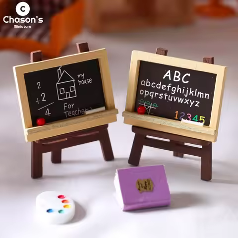 Wood Wooden Miniature Blackboard ABC Classroom School Table Decor Decoration Furniture Models Figuri