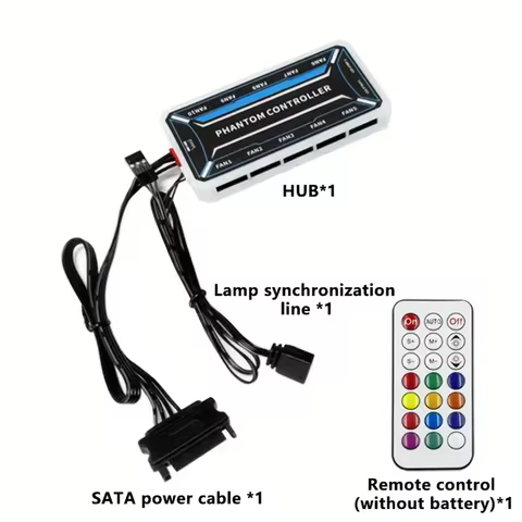 6-Pin Fan Hub, 10 6-Pin Interfaces and 2 4-Pin Interfaces. SATA Power Supply. Adjustable RGB and Spe