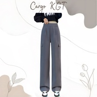 KGT CARGO Bamboo Slack Cargo P2 4POCKETS STRAIGHT CUT Pinggang Getah 230GSM Ladies Seluar Cargo 1988