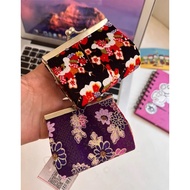 Japan Fabric Floral Design Kiss Lock Coin Pouch