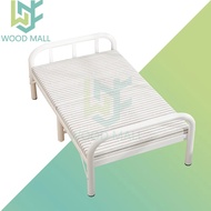 WOOD Folding Bed Single Bed with Silver Gray Mattress Katil Lipat Besi Foldable Bed折疊床
