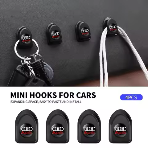 Car Logo Emblems Hook Self Adhesive Storage Hook For Audi A4 A3 A5 A6 A7 A8 Q3 Q5 Q7 Q8 B5 B6 B7 B8 