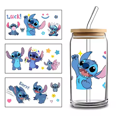 Popular Lilo & Stitch Stitch Friends Decal Easy Peel Transfer Sticker DIY Clear Mug 16oz Libbey Glas