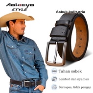 AOKEYO Men's Belt Men's Leather Belt Men's Genuine Leather Belt Korean Men's Belt