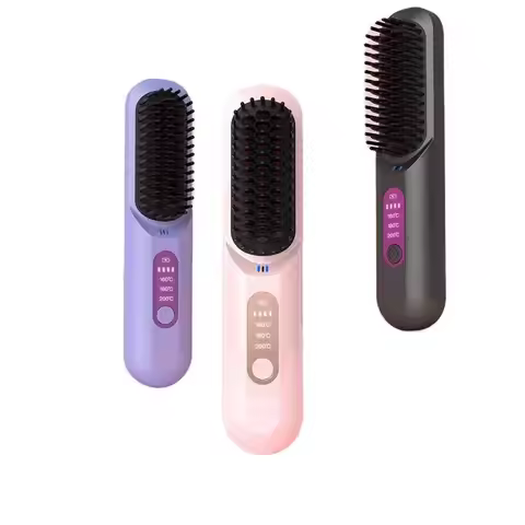2025 4 Temperature Levels Electric Hair Straightener Comb Hair Straightener Brush Portable Hair Stra