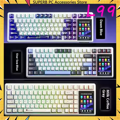 AULA L99 Mechanical Keyboard Three Mode Gaming Keyboard 3.98 inches Screen Gasket RGB 8000mAh Hot Sw