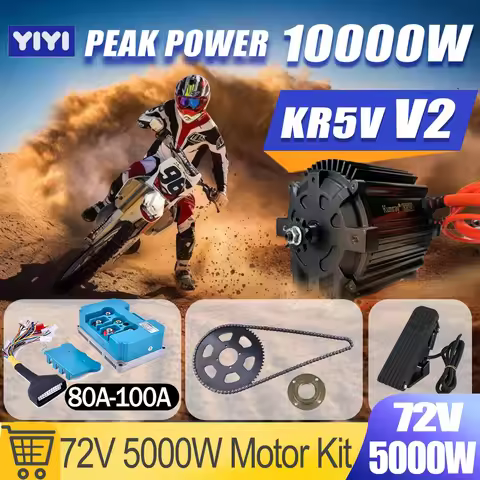 KR5V Brushless DC Motor 72V 5000W Electric Bike Conversion Kit Peak Power 10000W Razor Dirt Bike Par