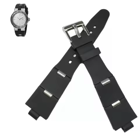 Rubber silicone strap for Bvlgari Watch Strap with notch DP42C14SVDGMT men's and women's Black Brace