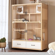 Byto Solid Wood Cat Villa Large Cat Villa Cat Litter Cat House Cat Condo Movable Cat House Pet Furni