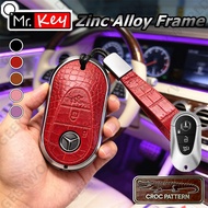 [Mr.Key] Crocodile Pattern Leather Metal Key Case For Mercedes Benz C300 C43 AMG E200 E350 E450 S500