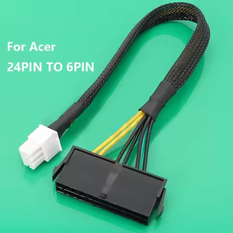 ATX Power Supply Motherboards Interfaces 6-pin Adapter Cable Cord for acer 6Pin Mainboard 24Pin to 6