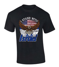 Mens Israel Tshirt I Stand with Israel Eagle American Flag Patriotic Short Sleeve T-Shirt