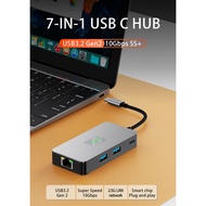 BENOSEM 2.5G LAN USB C HUB 7-in-1 Type-C to USB 3.2 Gen2 Dock USB-C To HDMI 4K/60Hz Adapter TF Micro