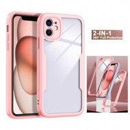 1pc Light Pink 2-In-1 Full Coverage Phone Case With Front Screen Protector, TPU Soft Edge + PC Hard 
