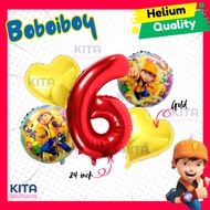 Boboiboy Balloon Set Birthday Party Helium Quality 5 Pcs Foil Belon (1-9)