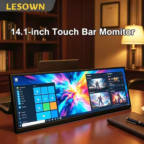 LESOWN 14.1" High-Res PC Case Monitor 3840x1100 16:4 Stretched Display for Custom Desktop Build