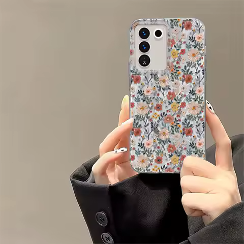 IMD Case For Vivo V40 V30 V29 V27 V25 V23 V21 S10E Colorful Painting Flowers Shockproof Feather Yarn