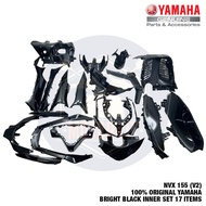 YAMAHA NVX 155 V2 AERIX 100% ORIGINAL INNER SET COVER BRIGHT BLACK HITAM KILAT 17 ITEMS BBP-F8400-00