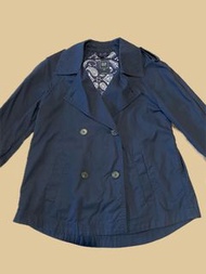 GAP 秋冬 純棉 風衣 雙排扣 短版外套 深藍色 S-M 可穿