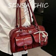 Classic Solid Color PU Waterproof Fabric, Decorated With Letter Pattern, Zipper Closure, Embellished
