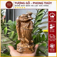 Feng shui statue of Dharma has the meaning of town, exorcism and bringing good luck in cypress wood,