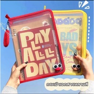 Transparent PP Zipper File Bag 33x23x3 Cm. Store Documents And Stationery Used In Offices And School
