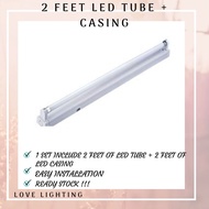 1 set 2 feet led tube + 2 feet led tube casing / lampu 2 kaki