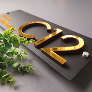 Modern 3D Embossed Gold Acrylic House Number Plate Wall Decoration Acrylic House Number Plate