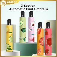 Z&D Fruit Style 3-Fold Auto Umbrella – Compact, Stylish, and All-Weather Use