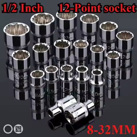 1/2" Square Drive 12-point Socket Bit Ratchet wrench 12pt Sockets Hand Tool Kit 12 Angles Plum Bloss