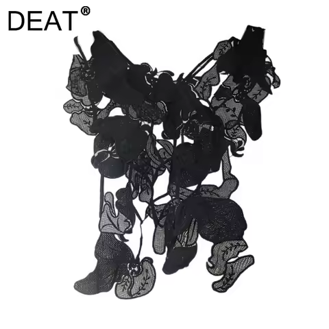 DEAT Women's Knitted Tops Hollow Out Solid Color Elegant Embroidery Hook Flower Irregular Tops 2026 