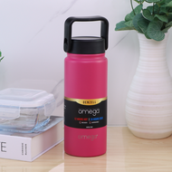Omega Houseware Square Glass Food Keeper Pink 320ml & Stainless Steel Tumbler 540ML Pink Set