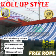 FREEROPE!!! 4X6FEET STRIPE ROLL UP ROLL DOWN HIGH QUALITY 100% WATERPROOF TARPAULIN LONA TRAPAL TOLD