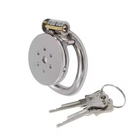 Flat circular hole chastity lock cage for men alternative restraint and sexual tools for outdoor wea