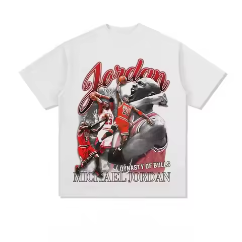 Michael Jordan Dynasty Legacy Retro Graphic T-Shirt Oversized Round Neck Distressed Cotton Basketbal