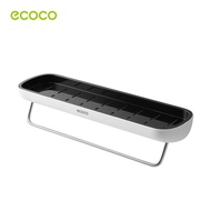 ECOCO ชั้นวางของในห้องน้ำ กันน้ำ ชั้นเก็บของ ติดผนัง รุ่นไม่ต้องเจาะ พร้อมราวแขวนผ้าเช็ดตัว