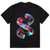 3-Dimensional Distro T-Shirt with Colorful Number 8 Motifs Slim-fit Men's and Women's/