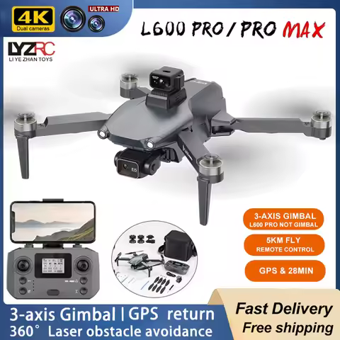 L600 PRO MAX/PRO Drone 4K Professional HD Camera 3-axis Gimbal 5G WIFI FPV Dron Brushless Obstacle A