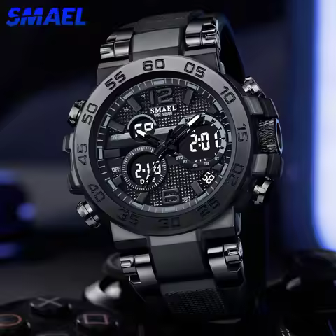 SMAEL Brand Sports LED Digital Watches Men Multifunctional Waterproof Alarm Dual Time Analog Quartz 