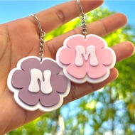 Personalized Flower Initial Keychain Custom Keychain 3D Printed