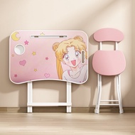 HY-D Children's Study Desk Folding Household Writing Table and Chair Kindergarten Small Table Cartoon Simple Children's