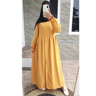 Gamis Remaja Wolfis Premium polos/Dress Daily wanita Jingga Kancing Grade A Modis