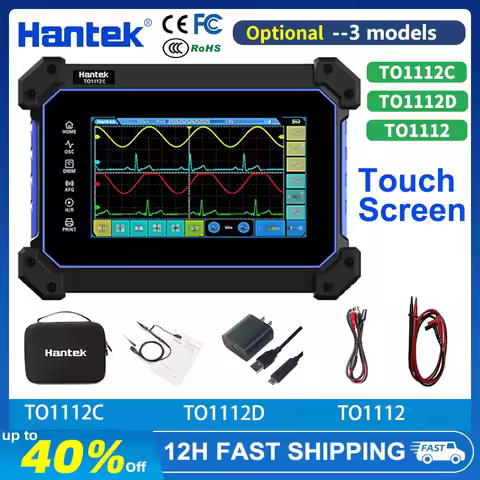 Hantek TO1112D TO1112C Touch Screen Digital Oscilloscope 2 Channels 110Mhz Hanheld Osciloscopio + Si