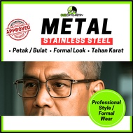 Melour Metal Stainless Steel Frame Bingkai Cermin Mata Spek Eyeglasses Formal Wear Pejabat Office