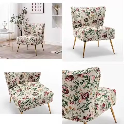 Elegant Accent Chair with Nailhead Trim, Gold Legs, Comfortable Curved Back, 28 D x 25 W x 29.5 H, 0